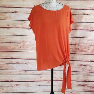 NWT Michael Kors orange studded sleeve tie hem